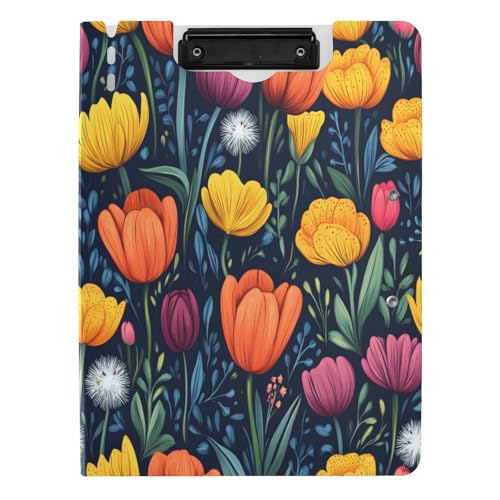 Quteprint Faltbares Klemmbrett für Ordner, bunte Tulpen, Löwenzahn, Blume, A4, Aktenordner mit doppelten Metallclips, Stiftschlitz – wasserabweisend, Dokumenten-Organizer, Akten-Klemmbretter für Büro Quteprint Faltbares Klemmbrett für Ordner, bunte Tulpen, Löwenzahn, Blume, A4, Aktenordner mit doppelten Metallclips, Stiftschlitz – wasserabweisend, Dokumenten-Organizer, Akten-Klemmbretter für Büro von Quteprint