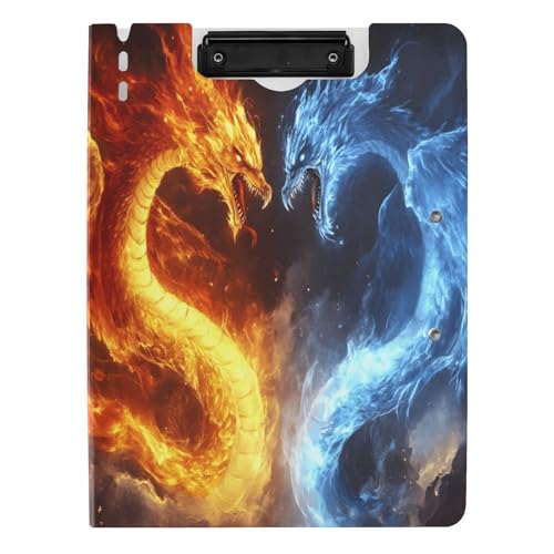 Quteprint Faltbares Klemmbrett für Ordner, gelb-blauer Feuereis-Drache, A4-Dateiordner-Klemmbrett mit doppelten Metall-Clips, Stiftschlitz – wasserabweisend, Dokumenten-Organizer, Datei-Klemmbretter Quteprint Faltbares Klemmbrett für Ordner, gelb-blauer Feuereis-Drache, A4-Dateiordner-Klemmbrett mit doppelten Metall-Clips, Stiftschlitz – wasserabweisend, Dokumenten-Organizer, Datei-Klemmbretter von Quteprint