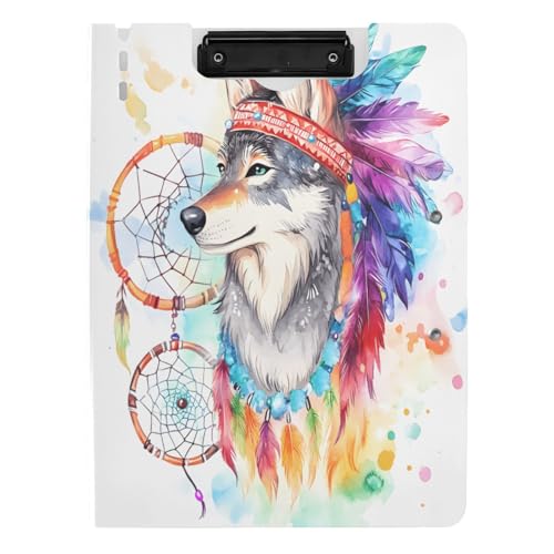 Quteprint Faltbares Klemmbrett für Ordner, indisches ethnisches Aquarell, Wolf, A4, Aktenordner mit doppelten Metall-Clips, Stiftschlitz – wasserabweisend, Dokumenten-Organizer, Datei-Klemmbretter für Quteprint Faltbares Klemmbrett für Ordner, indisches ethnisches Aquarell, Wolf, A4, Aktenordner mit doppelten Metall-Clips, Stiftschlitz – wasserabweisend, Dokumenten-Organizer, Datei-Klemmbretter für von Quteprint