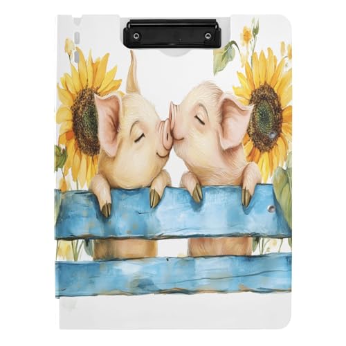 Quteprint Faltbares Klemmbrett für Ordner, niedliche Schweine, die Sonnenblumen küssen, A4, Aktenordner Klemmbrett mit doppelten Metall-Clips, Stiftschlitz – wasserabweisend, Dokumenten-Organizer Quteprint Faltbares Klemmbrett für Ordner, niedliche Schweine, die Sonnenblumen küssen, A4, Aktenordner Klemmbrett mit doppelten Metall-Clips, Stiftschlitz – wasserabweisend, Dokumenten-Organizer von Quteprint