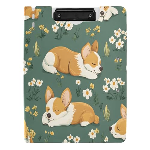Quteprint Faltbares Klemmbrett für Ordner, niedlicher schlafender Corgis Hund, A4, Aktenordner Klemmbrett mit doppelten Metall-Clips, Stiftschlitz – wasserabweisend, Dokumenten-Organizer Quteprint Faltbares Klemmbrett für Ordner, niedlicher schlafender Corgis Hund, A4, Aktenordner Klemmbrett mit doppelten Metall-Clips, Stiftschlitz – wasserabweisend, Dokumenten-Organizer von Quteprint