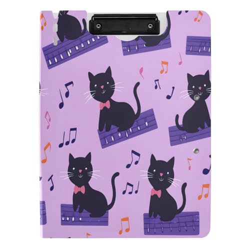 Quteprint Faltbares Klemmbrett für Ordner, schwarze niedliche Katzen, Musiknoten, A4, Dateiordner Klemmbrett mit doppelten Metall-Clips, Stiftschlitz – wasserabweisend, Dokumenten-Organizer Quteprint Faltbares Klemmbrett für Ordner, schwarze niedliche Katzen, Musiknoten, A4, Dateiordner Klemmbrett mit doppelten Metall-Clips, Stiftschlitz – wasserabweisend, Dokumenten-Organizer von Quteprint