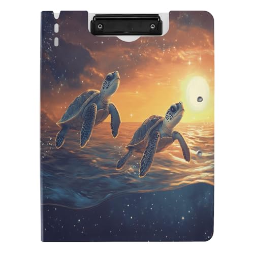 Quteprint Faltbares Klemmbrett mit Meeresschildkröte, Sonnenuntergang, A4, Aktenordner mit doppelten Metall-Clips, Stiftschlitz – wasserabweisend, Dokumenten-Organizer, Datei-Klemmbretter für Büro Quteprint Faltbares Klemmbrett mit Meeresschildkröte, Sonnenuntergang, A4, Aktenordner mit doppelten Metall-Clips, Stiftschlitz – wasserabweisend, Dokumenten-Organizer, Datei-Klemmbretter für Büro von Quteprint