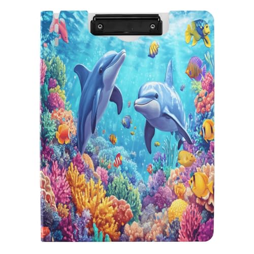 Quteprint Faltbares Klemmbrett mit Meerestieren, Fischen, Delfin, A4, Aktenordner mit doppelten Metall-Clips, Stiftschlitz – wasserabweisend, Dokumenten-Organizer, Akten-Klemmbretter für Büro, Schule Quteprint Faltbares Klemmbrett mit Meerestieren, Fischen, Delfin, A4, Aktenordner mit doppelten Metall-Clips, Stiftschlitz – wasserabweisend, Dokumenten-Organizer, Akten-Klemmbretter für Büro, Schule von Quteprint