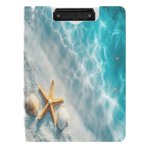 Quteprint Faltbares Klemmbrett mit Seestern und Muscheln, A4, mit doppelten Metall-Clips, Stiftschlitz – wasserabweisend, Dokumenten-Organizer, Datei-Klemmbretter für Büro, Schule, Arbeit Quteprint Faltbares Klemmbrett mit Seestern und Muscheln, A4, mit doppelten Metall-Clips, Stiftschlitz – wasserabweisend, Dokumenten-Organizer, Datei-Klemmbretter für Büro, Schule, Arbeit von Quteprint