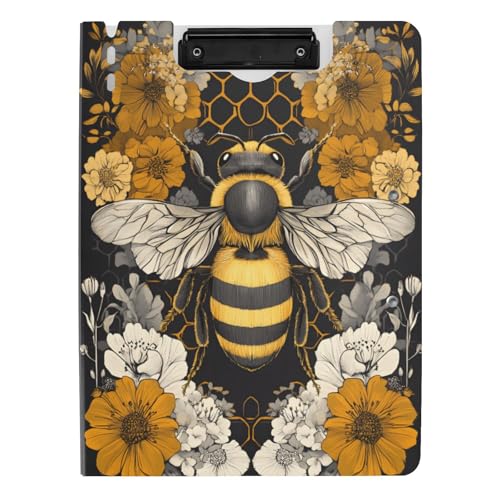 Quteprint Faltbares Klemmbrett mit Sommer-Mänseblümchen und Bienen, A4-Dateiordner mit doppelten Metall-Clips, Stiftschlitz – wasserabweisend, Dokumenten-Organizer, Datei-Klemmbretter für Büro, Schule Quteprint Faltbares Klemmbrett mit Sommer-Mänseblümchen und Bienen, A4-Dateiordner mit doppelten Metall-Clips, Stiftschlitz – wasserabweisend, Dokumenten-Organizer, Datei-Klemmbretter für Büro, Schule von Quteprint