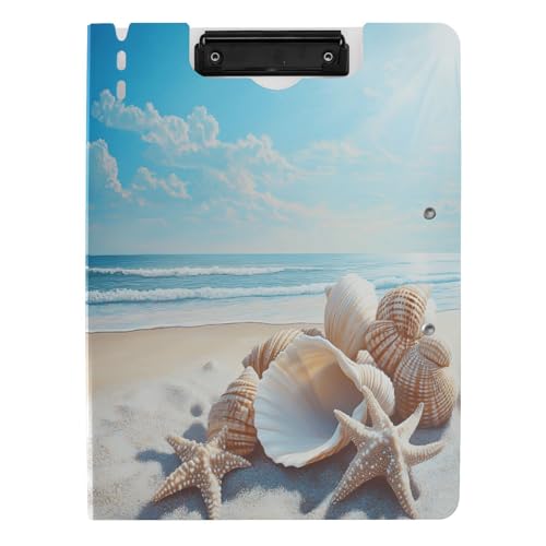 Quteprint Faltbares Klemmbrett mit Sommer-Meeresmuscheln und Seestern, A4, Aktenordner mit doppelten Metall-Clips, Stiftschlitz – wasserabweisend, Dokumenten-Organizer, Akten-Klemmbretter für Büro Quteprint Faltbares Klemmbrett mit Sommer-Meeresmuscheln und Seestern, A4, Aktenordner mit doppelten Metall-Clips, Stiftschlitz – wasserabweisend, Dokumenten-Organizer, Akten-Klemmbretter für Büro von Quteprint