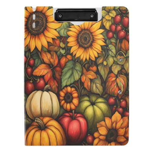 Quteprint Faltbares Klemmbrett mit Sonnenblumen-Äpfeln, Kürbisernte, A4, Aktenordner Klemmbrett mit doppelten Metall-Clips, Stiftschlitz – wasserabweisend, Dokumenten-Organizer, Akten-Klemmbretter für Quteprint Faltbares Klemmbrett mit Sonnenblumen-Äpfeln, Kürbisernte, A4, Aktenordner Klemmbrett mit doppelten Metall-Clips, Stiftschlitz – wasserabweisend, Dokumenten-Organizer, Akten-Klemmbretter für von Quteprint
