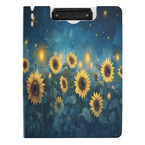 Quteprint Faltbares Klemmbrett mit Sonnenblumen-Motiv, Sternennacht, Kunst, A4, Aktenordner mit doppelten Metall-Clips, Stiftschlitz – wasserabweisend, Dokumenten-Organizer, Akten-Klemmbretter für Quteprint Faltbares Klemmbrett mit Sonnenblumen-Motiv, Sternennacht, Kunst, A4, Aktenordner mit doppelten Metall-Clips, Stiftschlitz – wasserabweisend, Dokumenten-Organizer, Akten-Klemmbretter für von Quteprint