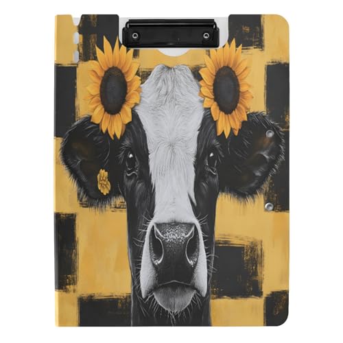 Quteprint Faltbares Klemmbrett mit Tier, Kuh, Sonnenblume, kariert, A4, Aktenordner Klemmbrett mit doppelten Metall-Clips, Stiftschlitz – wasserabweisend, Dokumenten-Organizer, Akten-Klemmbretter für Quteprint Faltbares Klemmbrett mit Tier, Kuh, Sonnenblume, kariert, A4, Aktenordner Klemmbrett mit doppelten Metall-Clips, Stiftschlitz – wasserabweisend, Dokumenten-Organizer, Akten-Klemmbretter für von Quteprint