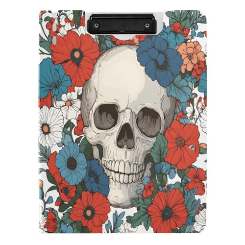 Quteprint Faltbares Klemmbrett mit Totenkopf-Motiv, A4-Foral-Blumen, Klemmbrett mit doppelten Metall-Clips, Stiftschlitz – wasserabweisend, Dokumenten-Organizer, Akten-Klemmbretter für Büro, Schule Quteprint Faltbares Klemmbrett mit Totenkopf-Motiv, A4-Foral-Blumen, Klemmbrett mit doppelten Metall-Clips, Stiftschlitz – wasserabweisend, Dokumenten-Organizer, Akten-Klemmbretter für Büro, Schule von Quteprint