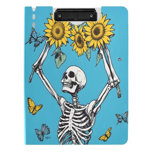Quteprint Faltbares Klemmbrett mit Totenkopf-Skelett, Sonnenblumen, Schmetterling, A4, Dateiordner mit doppelten Metall-Clips, Stiftschlitz – wasserabweisend, Dokumenten-Organizer, Akten-Klemmbretter Quteprint Faltbares Klemmbrett mit Totenkopf-Skelett, Sonnenblumen, Schmetterling, A4, Dateiordner mit doppelten Metall-Clips, Stiftschlitz – wasserabweisend, Dokumenten-Organizer, Akten-Klemmbretter von Quteprint