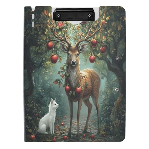 Quteprint Faltbares Klemmbrett mit Wald, Baum, Hirsch, Fuchs, A4, Aktenordner, Klemmbrett mit doppelten Metallclips, Stiftschlitz – wasserabweisend, Dokumenten-Organizer, Akten-Klemmbretter für Büro Quteprint Faltbares Klemmbrett mit Wald, Baum, Hirsch, Fuchs, A4, Aktenordner, Klemmbrett mit doppelten Metallclips, Stiftschlitz – wasserabweisend, Dokumenten-Organizer, Akten-Klemmbretter für Büro von Quteprint