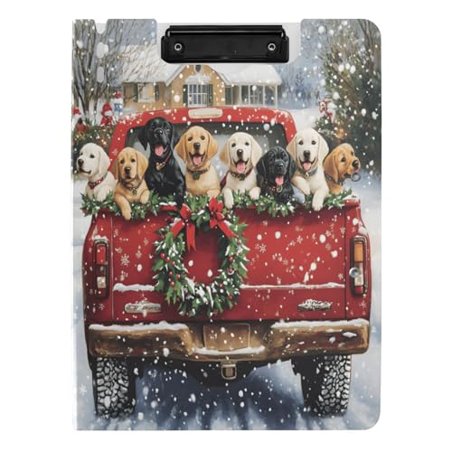 Quteprint Faltbares Klemmbrett mit Weihnachtsbaum, roter LKW, Hund, A4, Aktenordner Klemmbrett mit doppelten Metall-Clips, Stiftschlitz – wasserabweisend, Dokumenten-Organizer, Akten-Klemmbretter für Quteprint Faltbares Klemmbrett mit Weihnachtsbaum, roter LKW, Hund, A4, Aktenordner Klemmbrett mit doppelten Metall-Clips, Stiftschlitz – wasserabweisend, Dokumenten-Organizer, Akten-Klemmbretter für von Quteprint