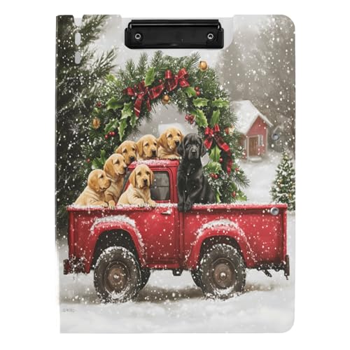 Quteprint Faltbares Klemmbrett mit Weihnachtsbaum-LKW-Hunden, A4-Aktenordner mit doppelten Metall-Clips, Stiftschlitz – wasserabweisend, Dokumenten-Organizer, Akten-Klemmbretter für Büro, Schule Quteprint Faltbares Klemmbrett mit Weihnachtsbaum-LKW-Hunden, A4-Aktenordner mit doppelten Metall-Clips, Stiftschlitz – wasserabweisend, Dokumenten-Organizer, Akten-Klemmbretter für Büro, Schule von Quteprint