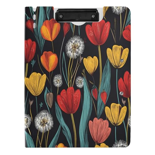 Quteprint Faltbares Klemmbrett mit bunten Blumen und Tulpen, Löwenzahn, A4, Aktenordner mit doppelten Metall-Clips, Stiftschlitz – wasserabweisend, Dokumenten-Organizer, Akten-Klemmbretter für Büro Quteprint Faltbares Klemmbrett mit bunten Blumen und Tulpen, Löwenzahn, A4, Aktenordner mit doppelten Metall-Clips, Stiftschlitz – wasserabweisend, Dokumenten-Organizer, Akten-Klemmbretter für Büro von Quteprint