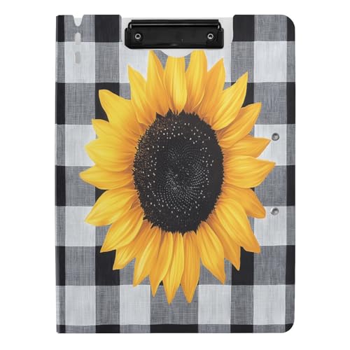 Quteprint Faltbares Klemmbrett mit karierten Blumen und Sonnenblumen, A4, Aktenordner mit doppelten Metall-Clips, Stiftschlitz – wasserabweisend, Dokumenten-Organizer, Akten-Klemmbretter für Büro Quteprint Faltbares Klemmbrett mit karierten Blumen und Sonnenblumen, A4, Aktenordner mit doppelten Metall-Clips, Stiftschlitz – wasserabweisend, Dokumenten-Organizer, Akten-Klemmbretter für Büro von Quteprint
