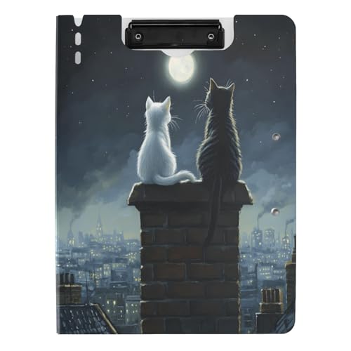 Quteprint Faltbares Klemmbrett mit zwei Katzen, Stadt, Mond, Stras, A4, Aktenordner mit doppelten Metallclips, Stiftschlitz – wasserabweisend, Dokumenten-Organizer, Akten-Klemmbretter für Büro, Schule Quteprint Faltbares Klemmbrett mit zwei Katzen, Stadt, Mond, Stras, A4, Aktenordner mit doppelten Metallclips, Stiftschlitz – wasserabweisend, Dokumenten-Organizer, Akten-Klemmbretter für Büro, Schule von Quteprint