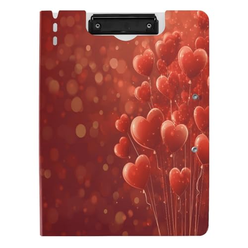 Quteprint Faltbares Klemmbrett zum Valentinstag, Liebe, Herzen, Luftballons, A4, Dateiordner, Klemmbrett mit doppelten Metall-Clips, Stiftschlitz – wasserabweisend, Dokumenten-Organizer Quteprint Faltbares Klemmbrett zum Valentinstag, Liebe, Herzen, Luftballons, A4, Dateiordner, Klemmbrett mit doppelten Metall-Clips, Stiftschlitz – wasserabweisend, Dokumenten-Organizer von Quteprint