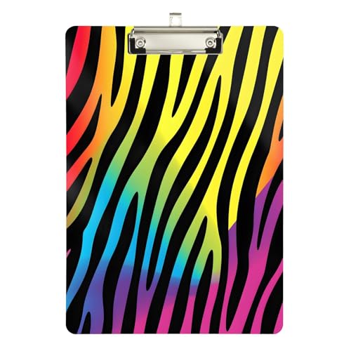 Quteprint Farbenfrohes Acryl-Klemmbrett mit Regenbogen-Zebramuster, 22,9 x 31,8 cm, transparentes, kratzfestes Klemmbrett mit (silberfarbenem Metallclip und Wandhaken, 0,6 cm dick, für Büro Quteprint Farbenfrohes Acryl-Klemmbrett mit Regenbogen-Zebramuster, 22,9 x 31,8 cm, transparentes, kratzfestes Klemmbrett mit (silberfarbenem Metallclip und Wandhaken, 0,6 cm dick, für Büro von Quteprint