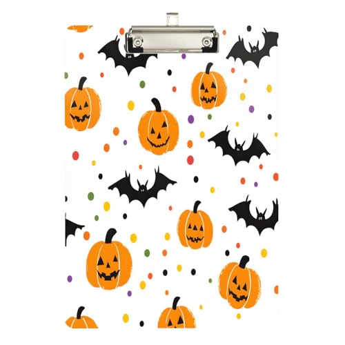 Quteprint Halloween-Kürbisse, Fledermäuse, Punkte, Acryl-Klemmbrett, 22,9 x 31,8 cm, transparentes, kratzfestes Klemmbrett mit (silberfarbenem Metallclip und Wandhaken, 0,6 cm dick, für Büro Quteprint Halloween-Kürbisse, Fledermäuse, Punkte, Acryl-Klemmbrett, 22,9 x 31,8 cm, transparentes, kratzfestes Klemmbrett mit (silberfarbenem Metallclip und Wandhaken, 0,6 cm dick, für Büro von Quteprint