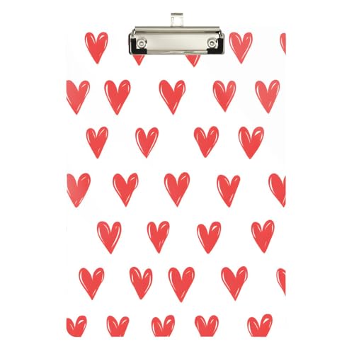 Quteprint Happy Valentines Acryl-Klemmbrett mit roten Herzen, 22,9 x 31,8 cm, transparentes, kratzfestes Klemmbrett mit (silberfarbenem Metallclip und Wandhaken, 0,6 cm dick, für Büro, Klassenzimmer Quteprint Happy Valentines Acryl-Klemmbrett mit roten Herzen, 22,9 x 31,8 cm, transparentes, kratzfestes Klemmbrett mit (silberfarbenem Metallclip und Wandhaken, 0,6 cm dick, für Büro, Klassenzimmer von Quteprint