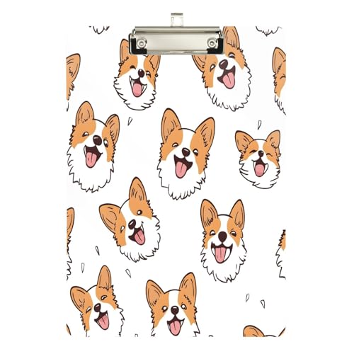 Quteprint Niedliches lustiges Acryl-Klemmbrett mit Hundegesicht, 22,9 x 31,8 cm, transparentes, kratzfestes Klemmbrett mit (silberfarbenem Metallclip und Wandhaken, 0,6 cm dick, für Büro von Quteprint