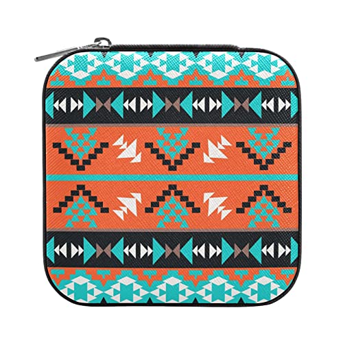 Quteprint Reise-Schmuckschatulle, Organizer, ethnisch, geometrisch, Aztekenmuster, klein, tragbar, für Ring, Ohrringe, Halskette, Armband, PU-Leder, Mini-Schmuck-Aufbewahrungsboxen für Damen und Quteprint Reise-Schmuckschatulle, Organizer, ethnisch, geometrisch, Aztekenmuster, klein, tragbar, für Ring, Ohrringe, Halskette, Armband, PU-Leder, Mini-Schmuck-Aufbewahrungsboxen für Damen und von Quteprint