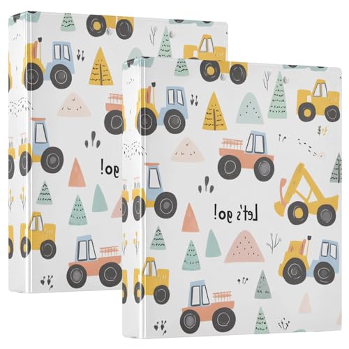Quteprint Ringbuch mit 3 Ringen, 3,8 cm, Baufahrzeuge, rund, mit 3 transparenten Taschen, Klemmbrett und hält 200 Blatt, für Büro/Schule/Zuhause, 2 Stück Quteprint Ringbuch mit 3 Ringen, 3,8 cm, Baufahrzeuge, rund, mit 3 transparenten Taschen, Klemmbrett und hält 200 Blatt, für Büro/Schule/Zuhause, 2 Stück von Quteprint