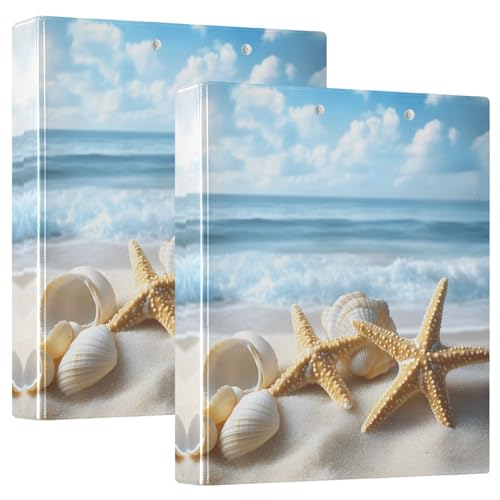 Quteprint Ringbuch mit 3 Ringen, 3 Ringbücher – Meer, Sommer, Muscheln, Seestern, 3,8 cm, runder Ringordner mit 3 transparenten Taschen, Klemmbrett und hält 200 Blatt für Büro/Schule/Zuhause Quteprint Ringbuch mit 3 Ringen, 3 Ringbücher – Meer, Sommer, Muscheln, Seestern, 3,8 cm, runder Ringordner mit 3 transparenten Taschen, Klemmbrett und hält 200 Blatt für Büro/Schule/Zuhause von Quteprint