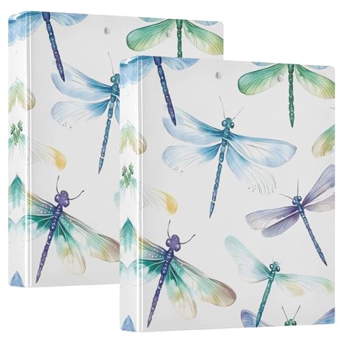Quteprint Ringbuch mit 3 Ringen, Aquarell-Libellenmuster, 3,8 cm, runder Ringordner mit 3 transparenten Taschen, Klemmbrett und hält 200 Blatt für Büro/Schule/Zuhause Quteprint Ringbuch mit 3 Ringen, Aquarell-Libellenmuster, 3,8 cm, runder Ringordner mit 3 transparenten Taschen, Klemmbrett und hält 200 Blatt für Büro/Schule/Zuhause von Quteprint