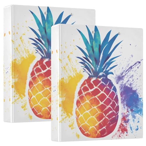 Quteprint Ringbuch mit 3 Ringen, Aquarellfarben, tropische Ananas, 3,8 cm, rund, mit 3 transparenten Taschen, Klemmbrett und Platz für 200 Blatt, für Büro/Schule/Zuhause Quteprint Ringbuch mit 3 Ringen, Aquarellfarben, tropische Ananas, 3,8 cm, rund, mit 3 transparenten Taschen, Klemmbrett und Platz für 200 Blatt, für Büro/Schule/Zuhause von Quteprint