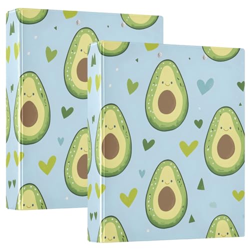Quteprint Ringbuch mit 3 Ringen, Avocados Herz, 3,8 cm, runder Ringordner mit 3 transparenten Taschen, Klemmbrett und hält 200 Blatt für Büro/Schule/Zuhause von Quteprint