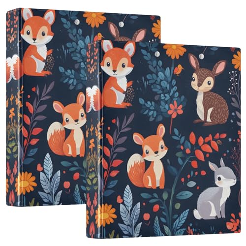Quteprint Ringbuch mit 3 Ringen, Blumenmuster, Fuchs, Kaninchen, 3,8 cm, runder Ringordner mit 3 transparenten Taschen, Klemmbrett und hält 200 Blatt für Büro/Schule/Zuhause Quteprint Ringbuch mit 3 Ringen, Blumenmuster, Fuchs, Kaninchen, 3,8 cm, runder Ringordner mit 3 transparenten Taschen, Klemmbrett und hält 200 Blatt für Büro/Schule/Zuhause von Quteprint