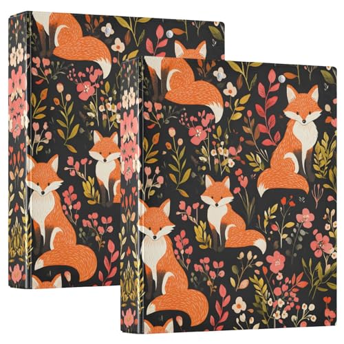 Quteprint Ringbuch mit 3 Ringen, Cartoon-Tiere, Fuchs, Blume, 3,8 cm, runder Ringordner mit 3 transparenten Taschen, Klemmbrett und hält 200 Blatt für Büro/Schule/Zuhause Organisation, 2 Stück Quteprint Ringbuch mit 3 Ringen, Cartoon-Tiere, Fuchs, Blume, 3,8 cm, runder Ringordner mit 3 transparenten Taschen, Klemmbrett und hält 200 Blatt für Büro/Schule/Zuhause Organisation, 2 Stück von Quteprint
