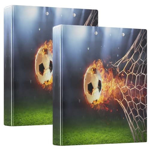 Quteprint Ringbuch mit 3 Ringen, Feuerball Fußball, Sport, 3,8 cm, runder Ringordner mit 3 transparenten Innentaschen, Ordner-Organizer mit Klemmbrett für Büro, Zuhause, Schule, hält 200 Blatt, 2 Quteprint Ringbuch mit 3 Ringen, Feuerball Fußball, Sport, 3,8 cm, runder Ringordner mit 3 transparenten Innentaschen, Ordner-Organizer mit Klemmbrett für Büro, Zuhause, Schule, hält 200 Blatt, 2 von Quteprint