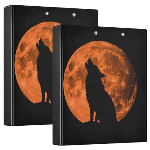 Quteprint Ringbuch mit 3 Ringen, Heulender Wolf, Tiermond, 3,8 cm, runder Ringordner mit 3 transparenten Taschen, Klemmbrett und hält 200 Blatt für Büro/Schule/Zuhause Organisation, 2 Stück Quteprint Ringbuch mit 3 Ringen, Heulender Wolf, Tiermond, 3,8 cm, runder Ringordner mit 3 transparenten Taschen, Klemmbrett und hält 200 Blatt für Büro/Schule/Zuhause Organisation, 2 Stück von Quteprint