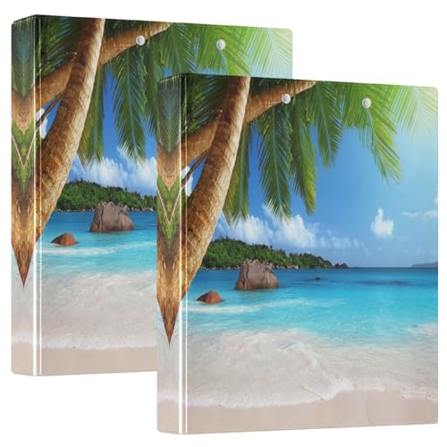 Quteprint Ringbuch mit 3 Ringen, Meeresstrand, Palme, 3,8 cm, runder Ringordner mit 3 transparenten Innentaschen, Ordner-Organizer mit Klemmbrett für Büro, Zuhause, Schule, hält 200 Blatt, 1 Packung Quteprint Ringbuch mit 3 Ringen, Meeresstrand, Palme, 3,8 cm, runder Ringordner mit 3 transparenten Innentaschen, Ordner-Organizer mit Klemmbrett für Büro, Zuhause, Schule, hält 200 Blatt, 1 Packung von Quteprint