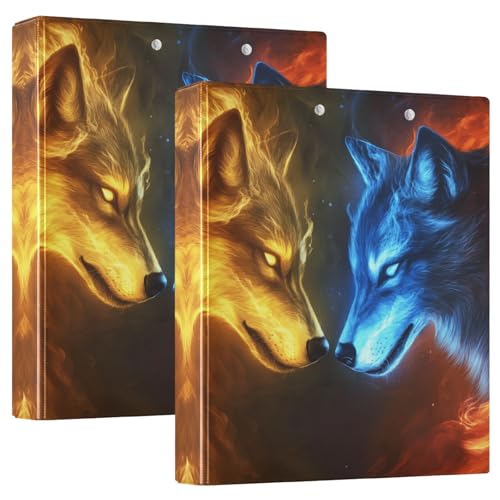 Quteprint Ringbuch mit 3 Ringen, Motiv "Fire Two Wolves Facing Wolves, 3,8 cm, runder Ringordner mit 3 transparenten Fächern, Klemmbrett und hält 200 Blatt für Büro/Schule/Zuhause Quteprint Ringbuch mit 3 Ringen, Motiv "Fire Two Wolves Facing Wolves, 3,8 cm, runder Ringordner mit 3 transparenten Fächern, Klemmbrett und hält 200 Blatt für Büro/Schule/Zuhause von Quteprint