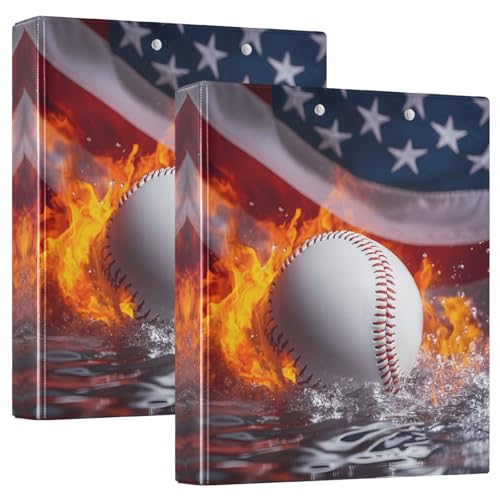 Quteprint Ringbuch mit 3 Ringen, Motiv: Baseball-amerikanische Flagge, 3,8 cm, runder Ringordner mit 3 transparenten Taschen, Klemmbrett und hält 200 Blatt für Büro/Schule/Zuhause Quteprint Ringbuch mit 3 Ringen, Motiv: Baseball-amerikanische Flagge, 3,8 cm, runder Ringordner mit 3 transparenten Taschen, Klemmbrett und hält 200 Blatt für Büro/Schule/Zuhause von Quteprint