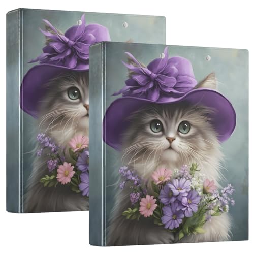 Quteprint Ringbuch mit 3 Ringen, Motiv: Katze, lila Hut, Frühlingsblumen, 3,8 cm, runder Ringordner mit 3 transparenten Taschen, Klemmbrett und hält 200 Blatt für Büro/Schule/Zuhause Quteprint Ringbuch mit 3 Ringen, Motiv: Katze, lila Hut, Frühlingsblumen, 3,8 cm, runder Ringordner mit 3 transparenten Taschen, Klemmbrett und hält 200 Blatt für Büro/Schule/Zuhause von Quteprint