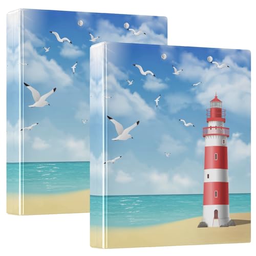 Quteprint Ringbuch mit 3 Ringen, Motiv: Möwe, Meer, Ozean, Leuchtturm, 3,8 cm, runder Ringordner mit 3 transparenten Innentaschen, Ordner-Organizer mit Klemmbrett für Büro, Zuhause, Schule, hält 200 Quteprint Ringbuch mit 3 Ringen, Motiv: Möwe, Meer, Ozean, Leuchtturm, 3,8 cm, runder Ringordner mit 3 transparenten Innentaschen, Ordner-Organizer mit Klemmbrett für Büro, Zuhause, Schule, hält 200 von Quteprint