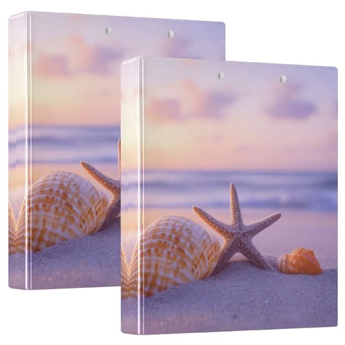 Quteprint Ringbuch mit 3 Ringen, Motiv: Sommer, Strand, Seestern, Muscheln, 3,8 cm, rund, mit 3 transparenten Taschen, Klemmbrett und hält 200 Blatt, für Büro/Schule/Zuhause Quteprint Ringbuch mit 3 Ringen, Motiv: Sommer, Strand, Seestern, Muscheln, 3,8 cm, rund, mit 3 transparenten Taschen, Klemmbrett und hält 200 Blatt, für Büro/Schule/Zuhause von Quteprint