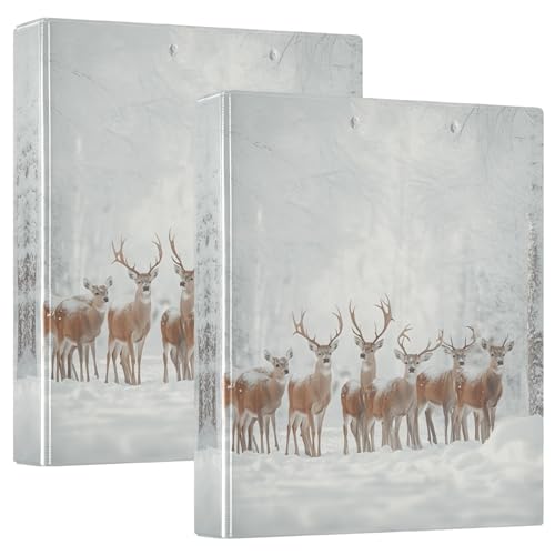 Quteprint Ringbuch mit 3 Ringen, Motiv: Winterwald, Hirsch, 3,8 cm, rund, mit 3 transparenten Taschen, Klemmbrett und hält 200 Blatt, für Büro/Schule/Zuhause Quteprint Ringbuch mit 3 Ringen, Motiv: Winterwald, Hirsch, 3,8 cm, rund, mit 3 transparenten Taschen, Klemmbrett und hält 200 Blatt, für Büro/Schule/Zuhause von Quteprint