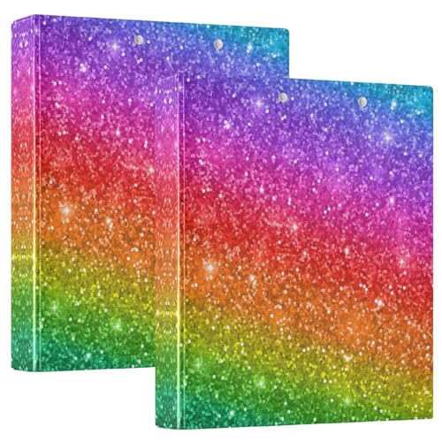 Quteprint Ringbuch mit 3 Ringen, Regenbogen-Glitzersterne, Galaxie, 3,8 cm, runder Ringordner mit 3 transparenten Innentaschen, Ordner-Organizer mit Klemmbrett für Büro, Zuhause, Schule, hält 200 Quteprint Ringbuch mit 3 Ringen, Regenbogen-Glitzersterne, Galaxie, 3,8 cm, runder Ringordner mit 3 transparenten Innentaschen, Ordner-Organizer mit Klemmbrett für Büro, Zuhause, Schule, hält 200 von Quteprint