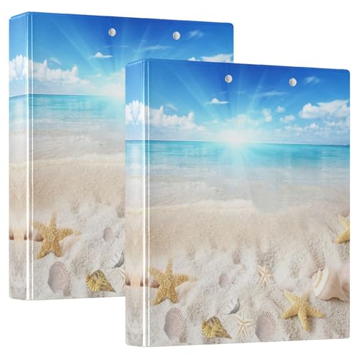 Quteprint Ringbuch mit 3 Ringen, Strand, Ozean, Seestern, Muscheln, 3,8 cm, runder Ringordner mit 3 transparenten Innentaschen, Ordner-Organizer mit Klemmbrett für Büro, Zuhause, Schule, hält 200 Quteprint Ringbuch mit 3 Ringen, Strand, Ozean, Seestern, Muscheln, 3,8 cm, runder Ringordner mit 3 transparenten Innentaschen, Ordner-Organizer mit Klemmbrett für Büro, Zuhause, Schule, hält 200 von Quteprint