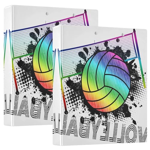 Quteprint Ringbuch mit 3 Ringen, Volleyball-Sportball, 3,8 cm, runder Ringordner mit 3 transparenten Innentaschen, Ordner-Organizer mit Klemmbrett für Büro, Zuhause, Schule, hält 200 Blatt, 2 Quteprint Ringbuch mit 3 Ringen, Volleyball-Sportball, 3,8 cm, runder Ringordner mit 3 transparenten Innentaschen, Ordner-Organizer mit Klemmbrett für Büro, Zuhause, Schule, hält 200 Blatt, 2 von Quteprint