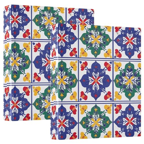 Quteprint Ringbuch mit 3 Ringen, buntes mexikanisches Talavera-Muster, 3,8 cm, runder Ringordner mit 3 transparenten Taschen, Klemmbrett und Platz für 200 Blatt für Büro/Schule/Zuhause Quteprint Ringbuch mit 3 Ringen, buntes mexikanisches Talavera-Muster, 3,8 cm, runder Ringordner mit 3 transparenten Taschen, Klemmbrett und Platz für 200 Blatt für Büro/Schule/Zuhause von Quteprint