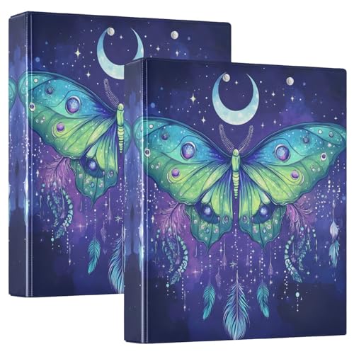Quteprint Ringbuch mit 3 Ringen, ethnischer Schmetterling, Mond und Sterne, 3,8 cm, runder Ringordner mit 3 transparenten Taschen, Klemmbrett und hält 200 Blatt für Büro/Schule/Zuhause Quteprint Ringbuch mit 3 Ringen, ethnischer Schmetterling, Mond und Sterne, 3,8 cm, runder Ringordner mit 3 transparenten Taschen, Klemmbrett und hält 200 Blatt für Büro/Schule/Zuhause von Quteprint