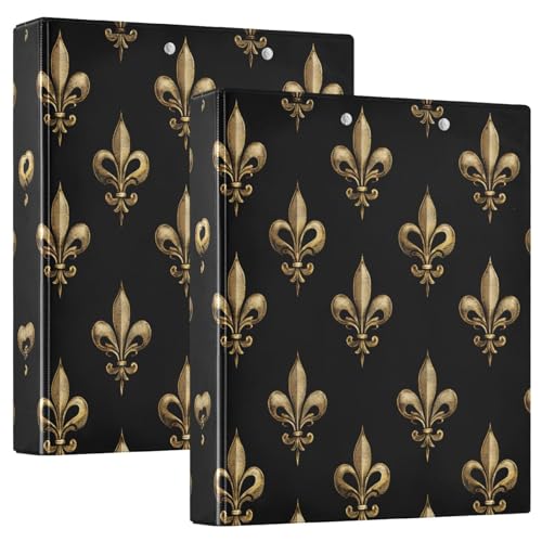 Quteprint Ringbuch mit 3 Ringen, goldfarben, Fleur de Lis Blume, 3,8 cm, runder Ringordner mit 3 transparenten Taschen, Klemmbrett und Platz für 200 Blatt für Büro/Schule/Zuhause Quteprint Ringbuch mit 3 Ringen, goldfarben, Fleur de Lis Blume, 3,8 cm, runder Ringordner mit 3 transparenten Taschen, Klemmbrett und Platz für 200 Blatt für Büro/Schule/Zuhause von Quteprint